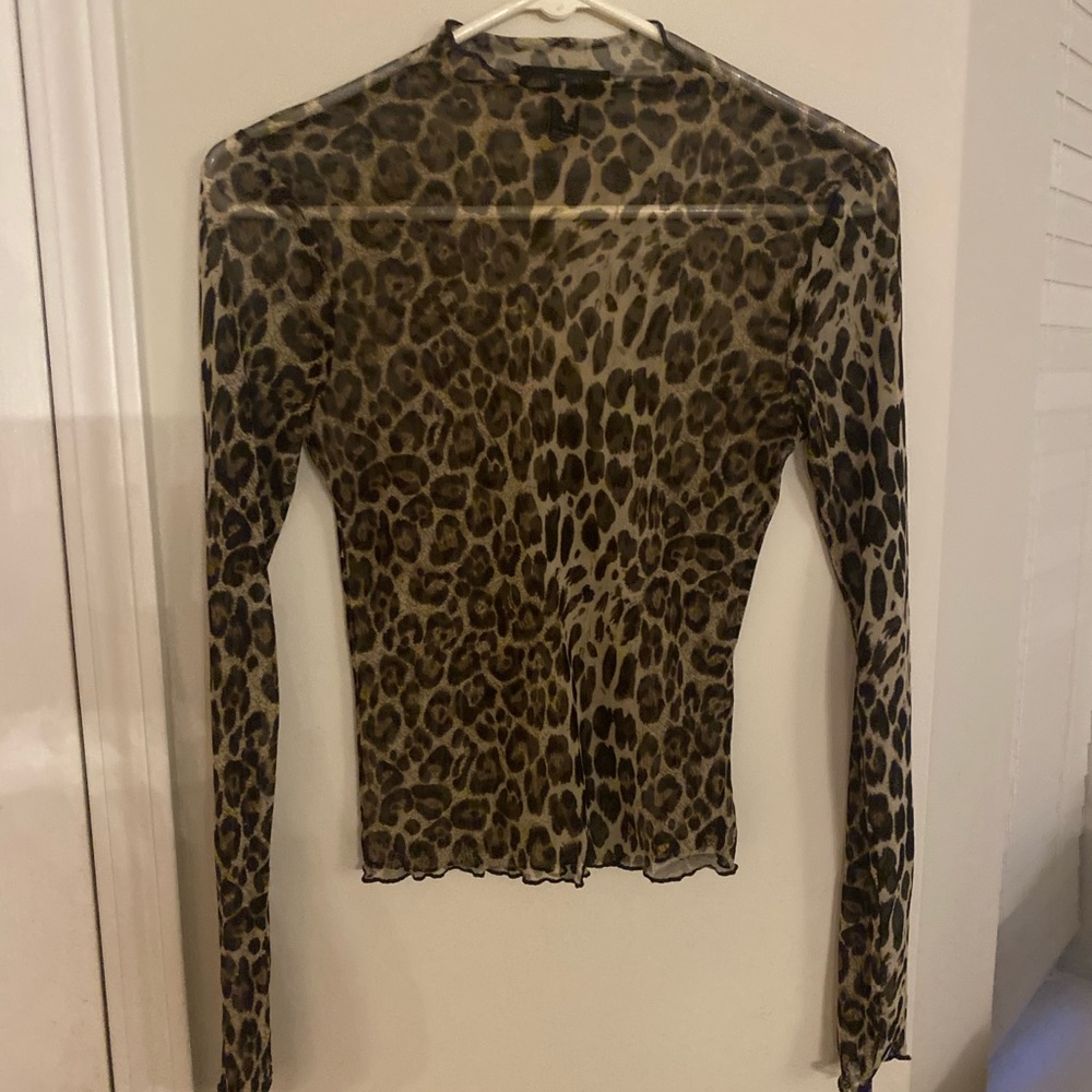FOREVER 21 LEOPARD SEE THROUGH TOP